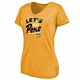 Women's Pittsburgh Penguins Hometown Collection Let's Go Tri Blend V Neck T-Shirt Gold FengYun,baseball caps,new era cap wholesale,wholesale hats